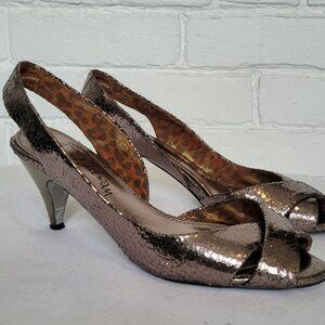 Sam Edelman Metallic Bronze Slingback Mid-Heel Shoe Size 7.5